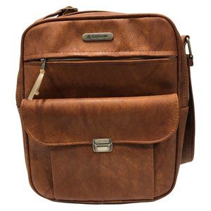 Samsonite Sonora 1970s Brown Leather Vintage Travel Bag with Crossbody Strap